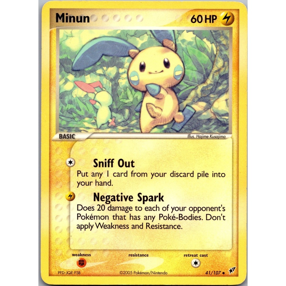 Pokemon Minun 41/107 EX Deoxys Uncommon LP Lightning Type 2005 Vintage Card